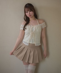 Flower lottie ribbon layered tops / フラワーロッティリボンレイヤードトップス