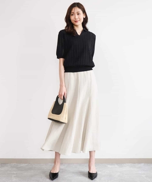 MK MICHEL KLEIN（エムケーミッシェルクラン）の「[洗える]衿付きスキッパーデザインニット（ニット/セーター・レディース・ホワイト系その他/ベージュ系その他/ブラック・38）」の11枚目の写真