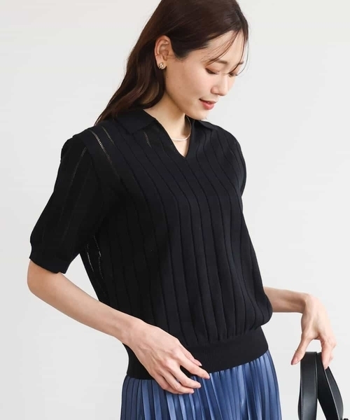MK MICHEL KLEIN（エムケーミッシェルクラン）の「[洗える]衿付きスキッパーデザインニット（ニット/セーター・レディース・ホワイト系その他/ベージュ系その他/ブラック・38）」の15枚目の写真