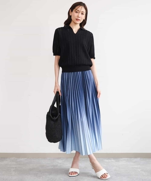 MK MICHEL KLEIN（エムケーミッシェルクラン）の「[洗える]衿付きスキッパーデザインニット（ニット/セーター・レディース・ホワイト系その他/ベージュ系その他/ブラック・38）」の16枚目の写真