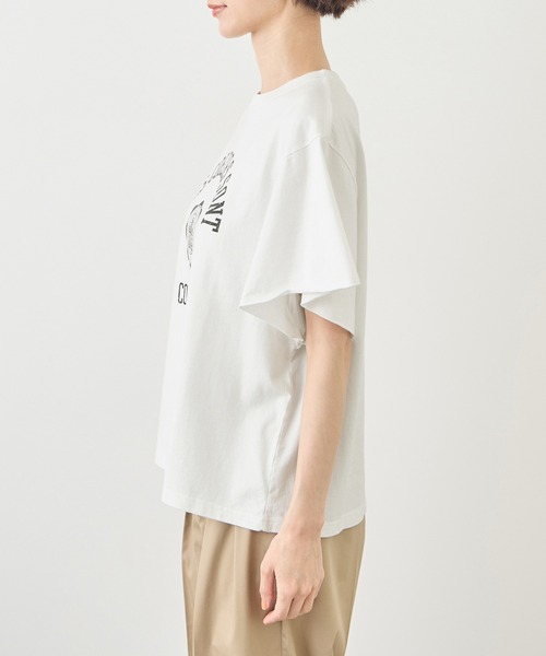 ROPE' PICNIC（ロペピクニック）の「カレッジロゴプリントフレアスリーブピグメントTシャツ/リンクコーデ（Tシャツ/カットソー・レディース・チャコールグレー/ホワイト・FREE）」の15枚目の写真