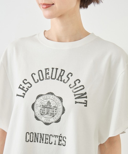 ROPE' PICNIC（ロペピクニック）の「カレッジロゴプリントフレアスリーブピグメントTシャツ/リンクコーデ（Tシャツ/カットソー・レディース・チャコールグレー/ホワイト・FREE）」の17枚目の写真