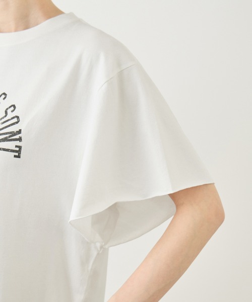 ROPE' PICNIC（ロペピクニック）の「カレッジロゴプリントフレアスリーブピグメントTシャツ/リンクコーデ（Tシャツ/カットソー・レディース・チャコールグレー/ホワイト・FREE）」の18枚目の写真