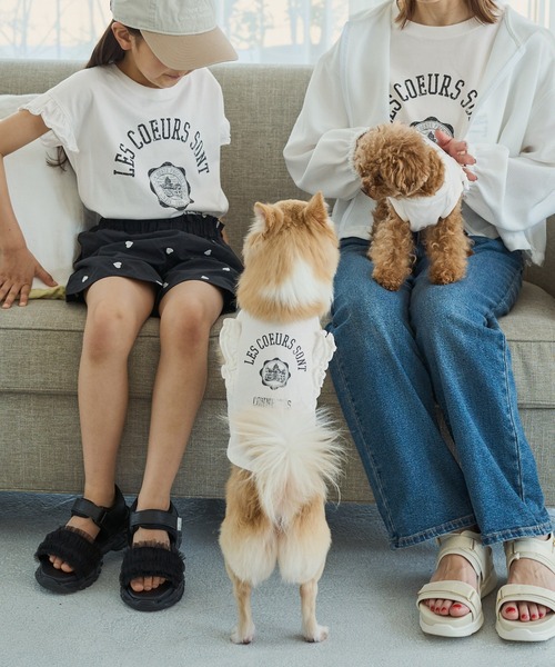 ROPE' PICNIC（ロペピクニック）の「カレッジロゴプリントフレアスリーブピグメントTシャツ/リンクコーデ（Tシャツ/カットソー・レディース・チャコールグレー/ホワイト・FREE）」の8枚目の写真