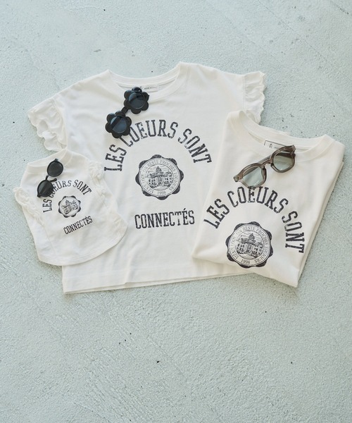 ROPE' PICNIC（ロペピクニック）の「カレッジロゴプリントフレアスリーブピグメントTシャツ/リンクコーデ（Tシャツ/カットソー・レディース・チャコールグレー/ホワイト・FREE）」の9枚目の写真