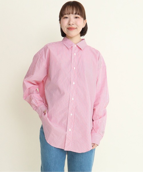 CHILD WOMAN(チャイルドウーマン)の「オックス ナチュラルトリプルワッシャー レギュラーBIGシャツ(シャツ/ブラウス・レディース・ネイビー/ホワイト/レッド/ピンク・FREE)」の1枚目の写真
