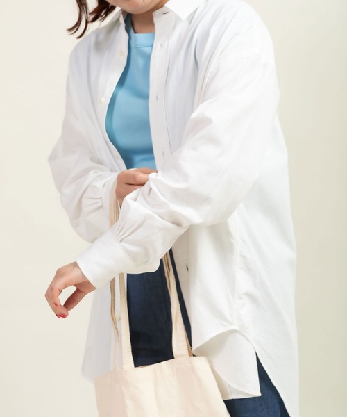 CHILD WOMAN(チャイルドウーマン)の「オックス ナチュラルトリプルワッシャー レギュラーBIGシャツ(シャツ/ブラウス・レディース・ネイビー/ホワイト・FREE)」の14枚目の写真
