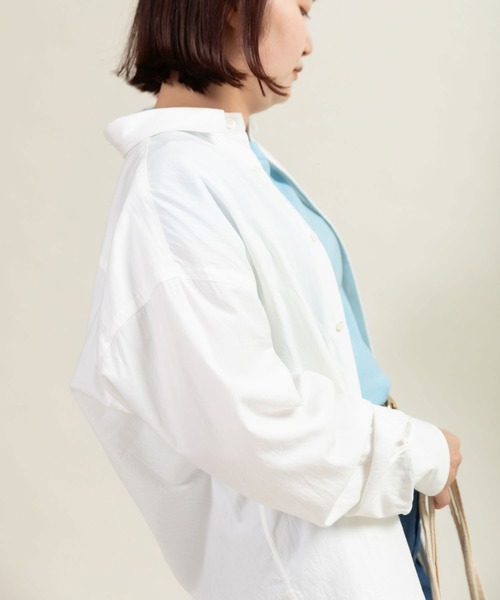 CHILD WOMAN(チャイルドウーマン)の「オックス ナチュラルトリプルワッシャー レギュラーBIGシャツ(シャツ/ブラウス・レディース・ネイビー/ホワイト・FREE)」の18枚目の写真