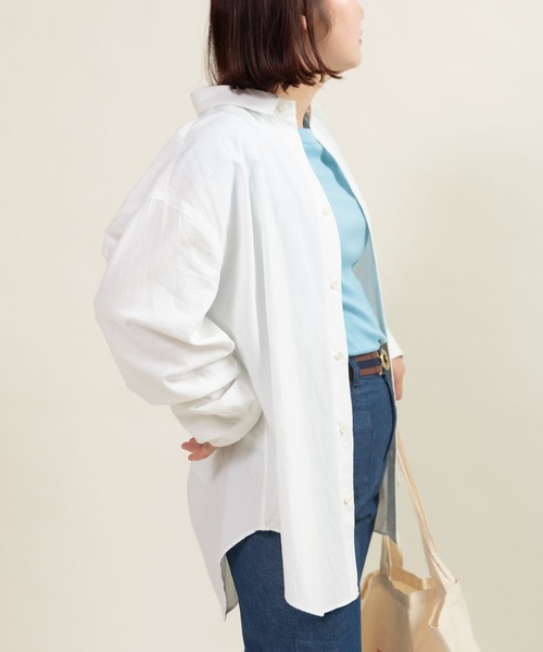 CHILD WOMAN(チャイルドウーマン)の「オックス ナチュラルトリプルワッシャー レギュラーBIGシャツ(シャツ/ブラウス・レディース・ネイビー/ホワイト・FREE)」の17枚目の写真
