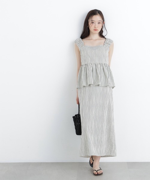 N.（N. Natural Beauty Basic）（エヌエヌナチュラルビューティーベーシック）の「【セットアップ可能】チェックキャミワンピース（ワンピース・レディース・ホワイト系その他/ブラック系その他2・MEDIUM/P/S）」の3枚目の写真