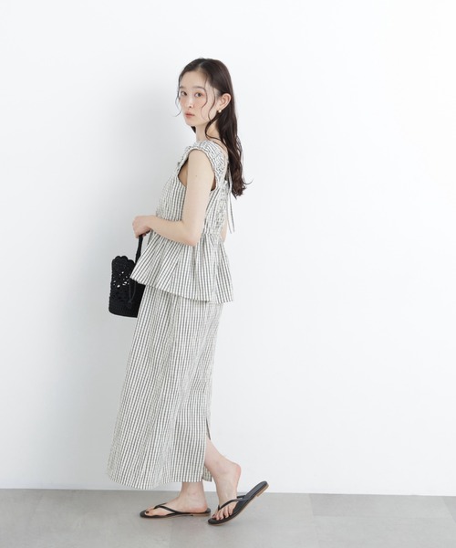 N.（N. Natural Beauty Basic）（エヌエヌナチュラルビューティーベーシック）の「【セットアップ可能】チェックキャミワンピース（ワンピース・レディース・ホワイト系その他/ブラック系その他2・MEDIUM/P/S）」の4枚目の写真