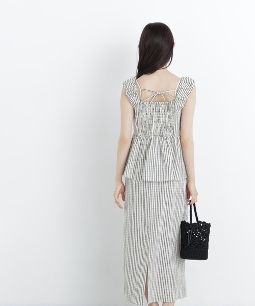 N.（N. Natural Beauty Basic）（エヌエヌナチュラルビューティーベーシック）の「【セットアップ可能】チェックキャミワンピース（ワンピース・レディース・ホワイト系その他/ブラック系その他2・MEDIUM/P/S）」の5枚目の写真