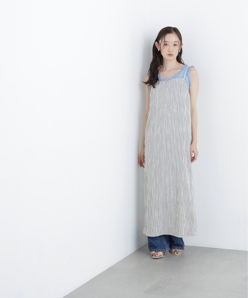 N.（N. Natural Beauty Basic）（エヌエヌナチュラルビューティーベーシック）の「【セットアップ可能】チェックキャミワンピース（ワンピース・レディース・ホワイト系その他/ブラック系その他2・MEDIUM/P/S）」の6枚目の写真