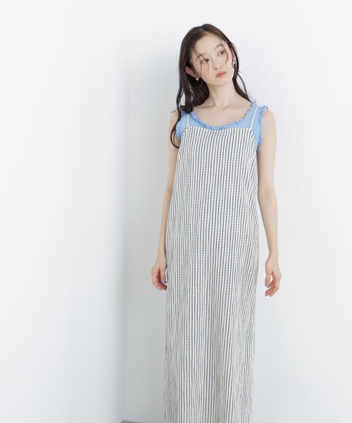 N.（N. Natural Beauty Basic）（エヌエヌナチュラルビューティーベーシック）の「【セットアップ可能】チェックキャミワンピース（ワンピース・レディース・ホワイト系その他/ブラック系その他2・MEDIUM/P/S）」の7枚目の写真