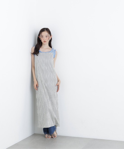 N.（N. Natural Beauty Basic）（エヌエヌナチュラルビューティーベーシック）の「【セットアップ可能】チェックキャミワンピース（ワンピース・レディース・ホワイト系その他/ブラック系その他2・MEDIUM/P/S）」の10枚目の写真
