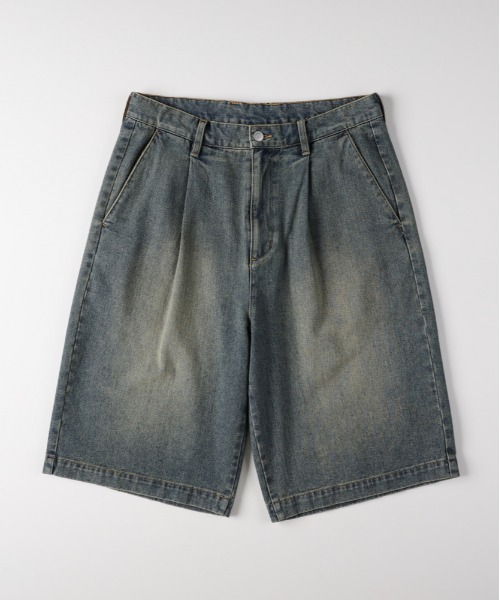 Right-on(ライトオン)の「Refurbish(リファービッシュ)デニムイージーショートパンツ(その他パンツ・メンズ・ダークインディゴブルー/ブラック・M/L/XL/S)」の1枚目の写真