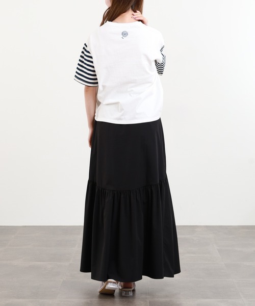 BARNDOOR(バーンドア)の「20/-天竺 フリルモチーフ Tシャツ 26SS 半袖(Tシャツ/カットソー・レディース・ブラック系2/ホワイト系1/ホワイト系2/ホワイト系3/ブラック系4/ブラック系1/ブラック系3/ホワイト系4・FREE)」の9枚目の写真