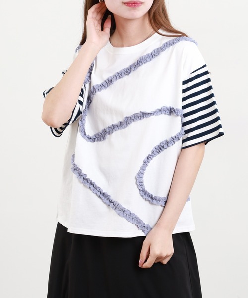 BARNDOOR(バーンドア)の「20/-天竺 フリルモチーフ Tシャツ 26SS 半袖(Tシャツ/カットソー・レディース・ブラック系2/ホワイト系1/ホワイト系2/ホワイト系3/ブラック系4/ブラック系1/ブラック系3/ホワイト系4・FREE)」の20枚目の写真