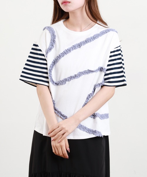 BARNDOOR(バーンドア)の「20/-天竺 フリルモチーフ Tシャツ 26SS 半袖(Tシャツ/カットソー・レディース・ブラック系2/ホワイト系1/ホワイト系2/ホワイト系3/ブラック系4/ブラック系1/ブラック系3/ホワイト系4・FREE)」の19枚目の写真