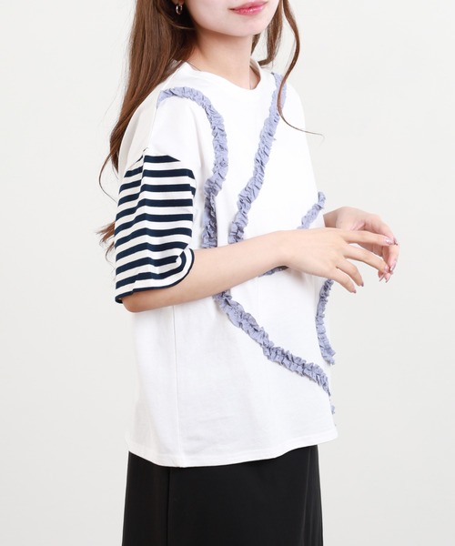 BARNDOOR(バーンドア)の「20/-天竺 フリルモチーフ Tシャツ 26SS 半袖(Tシャツ/カットソー・レディース・ブラック系2/ホワイト系1/ホワイト系2/ホワイト系3/ブラック系4/ブラック系1/ブラック系3/ホワイト系4・FREE)」の17枚目の写真