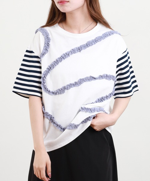 BARNDOOR(バーンドア)の「20/-天竺 フリルモチーフ Tシャツ 26SS 半袖(Tシャツ/カットソー・レディース・ブラック系2/ホワイト系1/ホワイト系2/ホワイト系3/ブラック系4/ブラック系1/ブラック系3/ホワイト系4・FREE)」の18枚目の写真