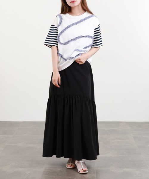 BARNDOOR(バーンドア)の「20/-天竺 フリルモチーフ Tシャツ 26SS 半袖(Tシャツ/カットソー・レディース・ブラック系2/ホワイト系1/ホワイト系2/ホワイト系3/ブラック系4/ブラック系1/ブラック系3/ホワイト系4・FREE)」の22枚目の写真