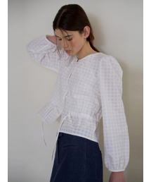 UNNOUT（アナウト）の「PICOT RACE CHECK BLOUSE WHITE（シャツ/ブラウス）」