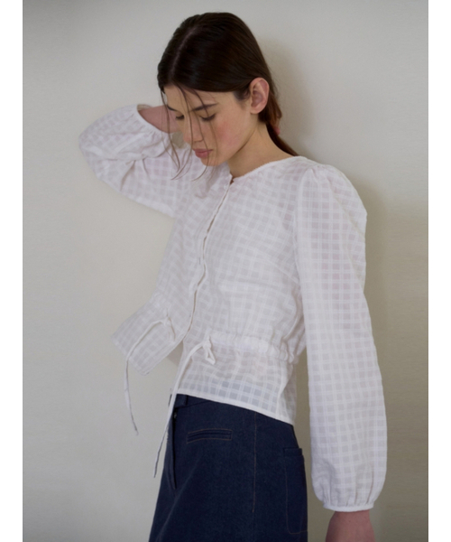 UNNOUT(アナウト)の「PICOT RACE CHECK BLOUSE WHITE(シャツ/ブラウス・レディース・その他・FREE)」の1枚目の写真