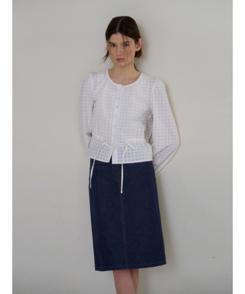 UNNOUT(アナウト)の「PICOT RACE CHECK BLOUSE WHITE(シャツ/ブラウス・レディース・その他・FREE)」の2枚目の写真