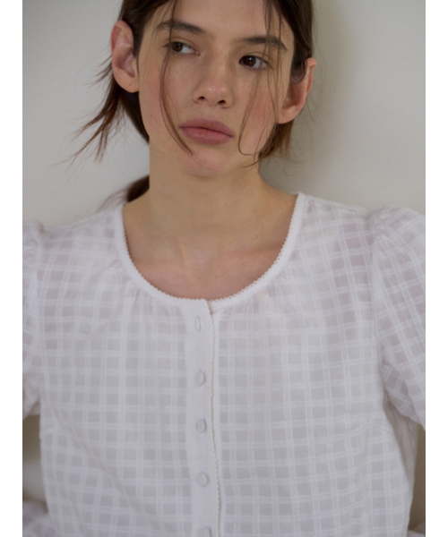 UNNOUT(アナウト)の「PICOT RACE CHECK BLOUSE WHITE(シャツ/ブラウス・レディース・その他・FREE)」の3枚目の写真
