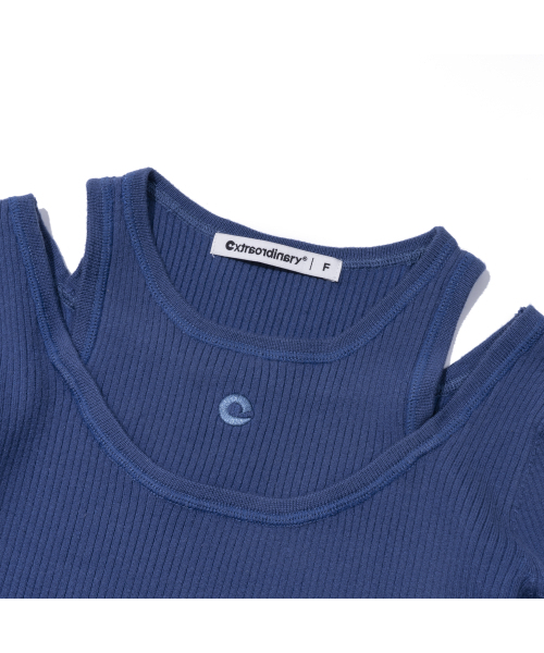 EXTRAORDINARY（エクストラオーディナリー）の「LAYERED LONG SLEEVE ONE-PIECE  BLUE（ワンピース・レディース・その他・F）」の4枚目の写真