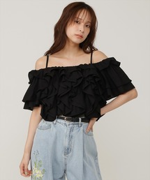 AND COUTURE（アンドクチュール）の「ラッフルフリルオフショルブラウス（シャツ/ブラウス）」