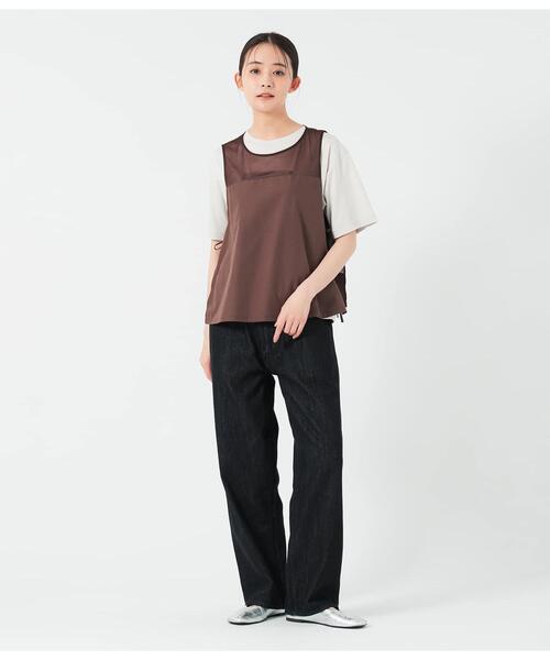 Park Slope NEWYORKER(パークスロープニューヨーカー)の「【着回し・シアー素材】シアー切替ノースリーブブラウス(シャツ/ブラウス・レディース・ブラウン/ブラック・MEDIUM/LARGE)」の12枚目の写真
