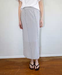 Letter Line Knit Skirt_Light Gray
