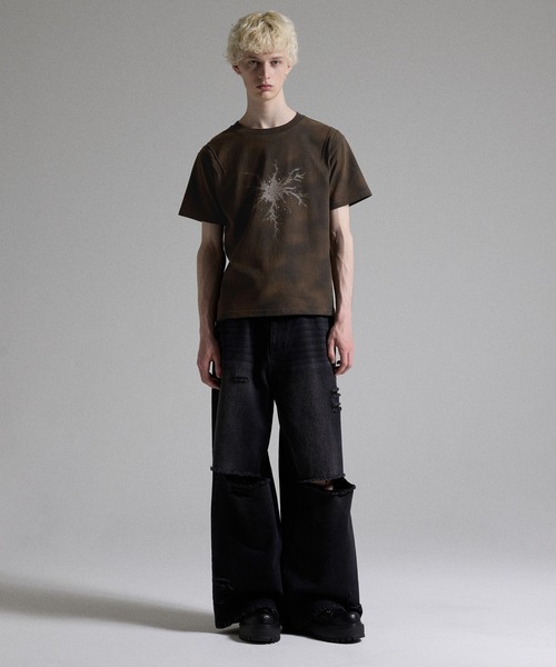 GRANCY(グランシー)の「【GRANCY】Rhinestone Crack Dirty Half-sleeve T-Shirt / ラインストーンクラックダーティ半袖Tシャツ(Tシャツ/カットソー・メンズ・ブラック/サンドベージュ・L/M/S)」の7枚目の写真