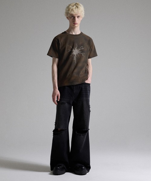 GRANCY(グランシー)の「【GRANCY】Rhinestone Crack Dirty Half-sleeve T-Shirt / ラインストーンクラックダーティ半袖Tシャツ(Tシャツ/カットソー・メンズ・ブラック/サンドベージュ・L/M/S)」の8枚目の写真