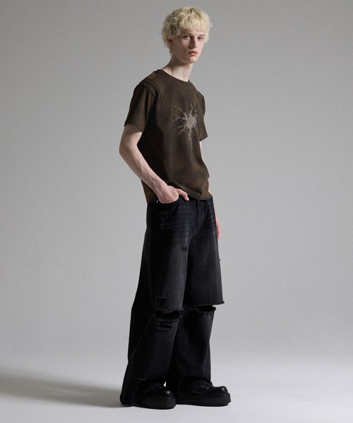 GRANCY(グランシー)の「【GRANCY】Rhinestone Crack Dirty Half-sleeve T-Shirt / ラインストーンクラックダーティ半袖Tシャツ(Tシャツ/カットソー・メンズ・ブラック/サンドベージュ・L/M/S)」の10枚目の写真