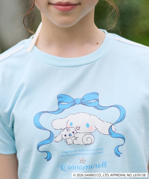 Amourire girl(アムリールガール)の「【サンリオキャラクターズコラボ】 シナモロールリボン半袖Tシャツ/カットソー(Tシャツ/カットソー・キッズ・ブラック/サックスブルー・160cm/150cm/140cm/130cm)」の5枚目の写真