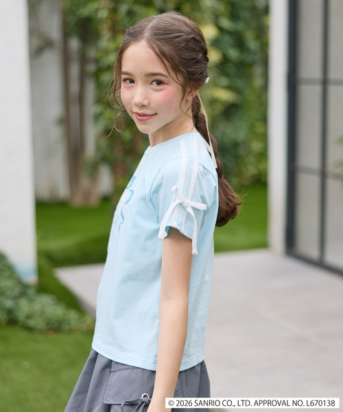 Amourire girl(アムリールガール)の「【サンリオキャラクターズコラボ】 シナモロールリボン半袖Tシャツ/カットソー(Tシャツ/カットソー・キッズ・ブラック/サックスブルー・160cm/150cm/140cm/130cm)」の8枚目の写真