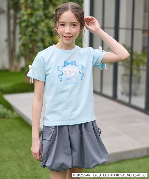 Amourire girl(アムリールガール)の「【サンリオキャラクターズコラボ】 シナモロールリボン半袖Tシャツ/カットソー(Tシャツ/カットソー・キッズ・ブラック/サックスブルー・160cm/150cm/140cm/130cm)」の9枚目の写真