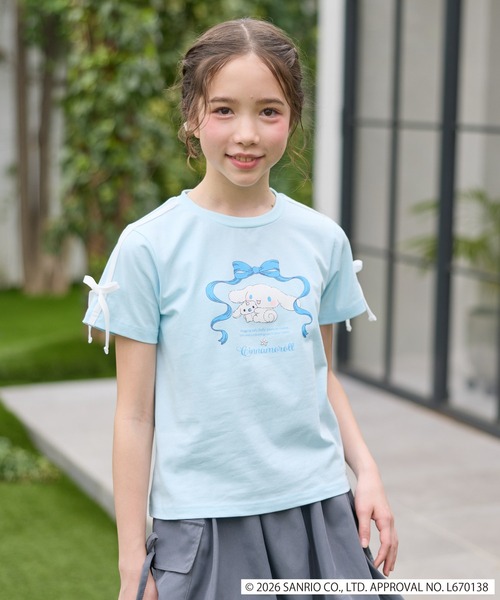 Amourire girl(アムリールガール)の「【サンリオキャラクターズコラボ】 シナモロールリボン半袖Tシャツ/カットソー(Tシャツ/カットソー・キッズ・ブラック/サックスブルー・160cm/150cm/140cm/130cm)」の10枚目の写真