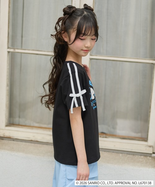 Amourire girl(アムリールガール)の「【サンリオキャラクターズコラボ】 シナモロールリボン半袖Tシャツ/カットソー(Tシャツ/カットソー・キッズ・ブラック/サックスブルー・160cm/150cm/140cm/130cm)」の13枚目の写真
