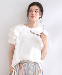 OPAQUE.CLIP | 【接触冷感】アシメフリルドッキングカットソー《UVケア/洗濯機OK》(Tシャツ/カットソー)