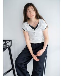 Ungrid（アングリッド）の「ヘンリーハーフスリーブTee（Tシャツ/カットソー）」