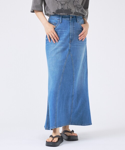 Healthy denim(ヘルシーデニム)の「【Healthy denim/ヘルシーデニム】デニムスカート/Apricot/アプリコット/マキシ丈/フレア(スカート・レディース・インディゴブルー・1/0)」の2枚目の写真