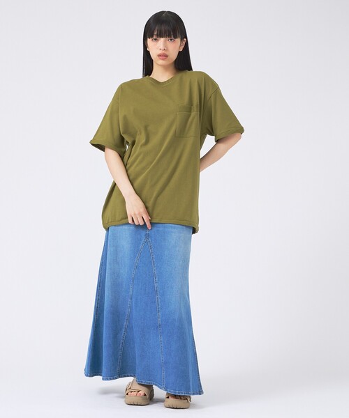 Healthy denim(ヘルシーデニム)の「【Healthy denim/ヘルシーデニム】デニムスカート/Apricot/アプリコット/マキシ丈/フレア(スカート・レディース・インディゴブルー・1/0)」の13枚目の写真