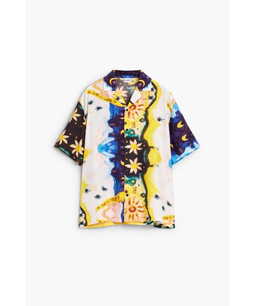 Desigual(デシグアル)の「コズミック 総柄プリント オープンカラー 半袖シャツ【2026秋冬新作】(シャツ/ブラウス・メンズ・ホワイト・S/M)」の1枚目の写真