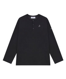 NEUFETBLEU（ヌフエブル）の「NEB henryneck long sleeve (black)（Tシャツ/カットソー）」