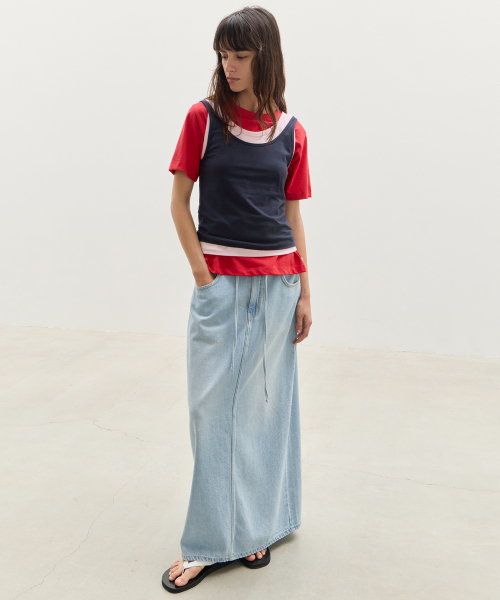 LEVAR（レバー）の「Relaxed String Tencel Denim Skirt - Light Blue（スカート・レディース・その他・X-SMALL/MEDIUM/SMALL）」の2枚目の写真