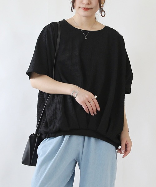 and it_(アンドイット)の「シャーリングドビートップス(Tシャツ/カットソー・レディース・チャコール/ダークベージュ/ブラック・FREE)」の7枚目の写真